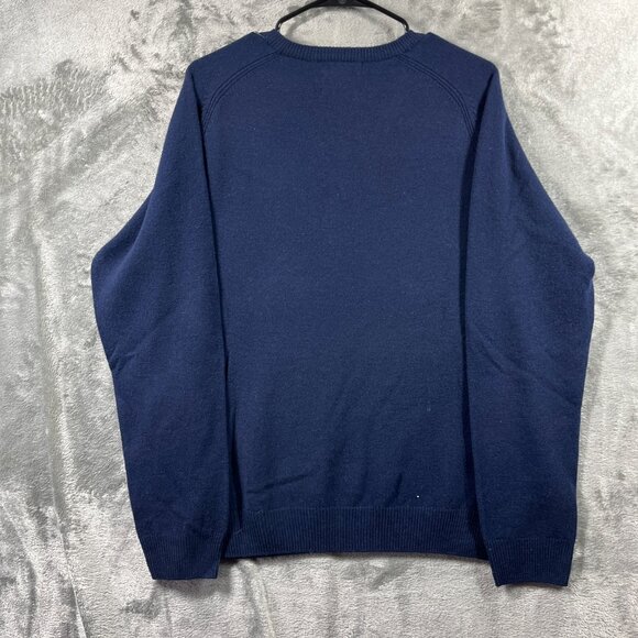 M&S Sweater Mens Large Blue Extra Fine Lambswool V-Neck Knit Preppy - Picture 4 of 11